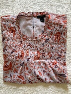 Ann Taylor Lavender Paisley Smocked Blouse
